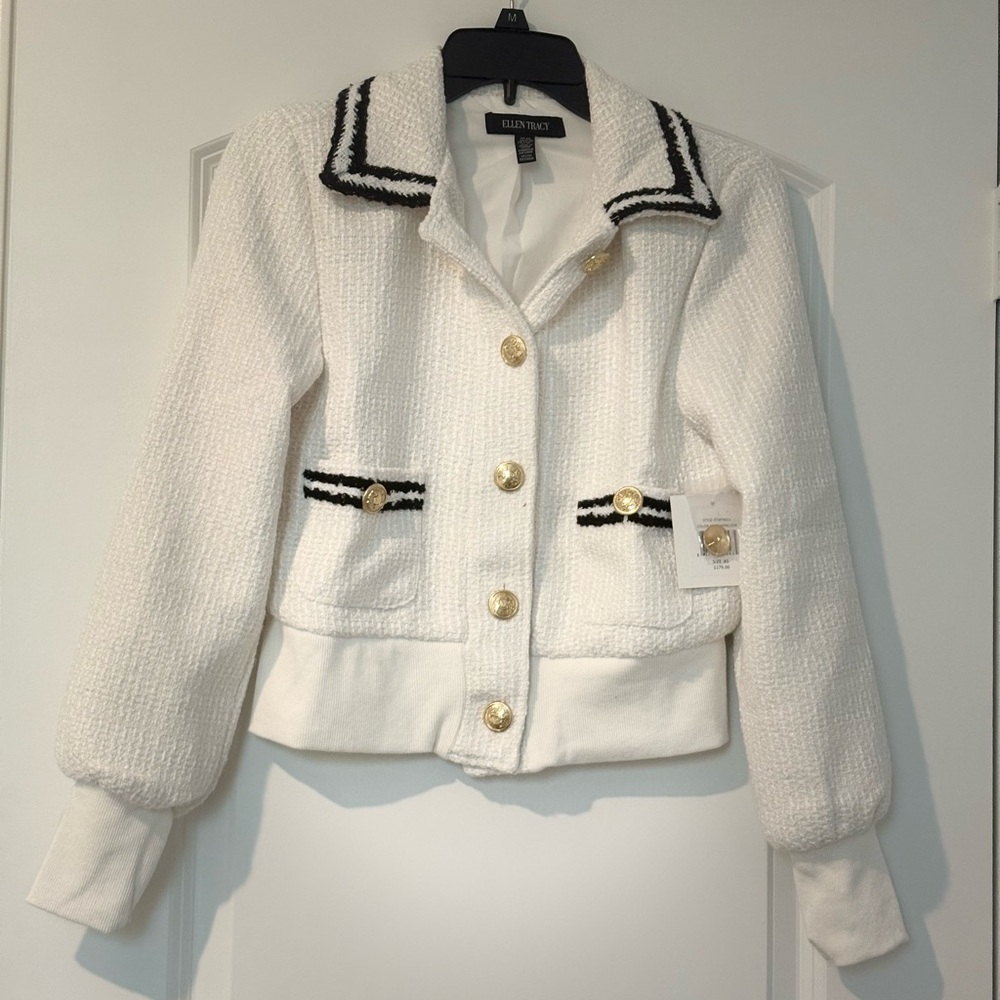 Ellen Tracy Tweed Bomber Jacket - Picture 4 of 9